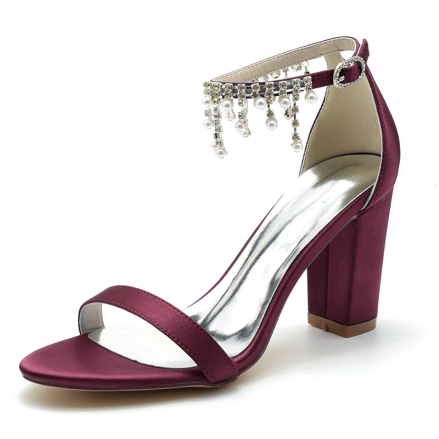 Silver Block Heel Sandals CK0297 - COCOMELODY
