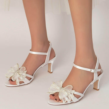 Chunky Heel 6.5cm Silk-Like Shoes CK0324 - COCOMELODY