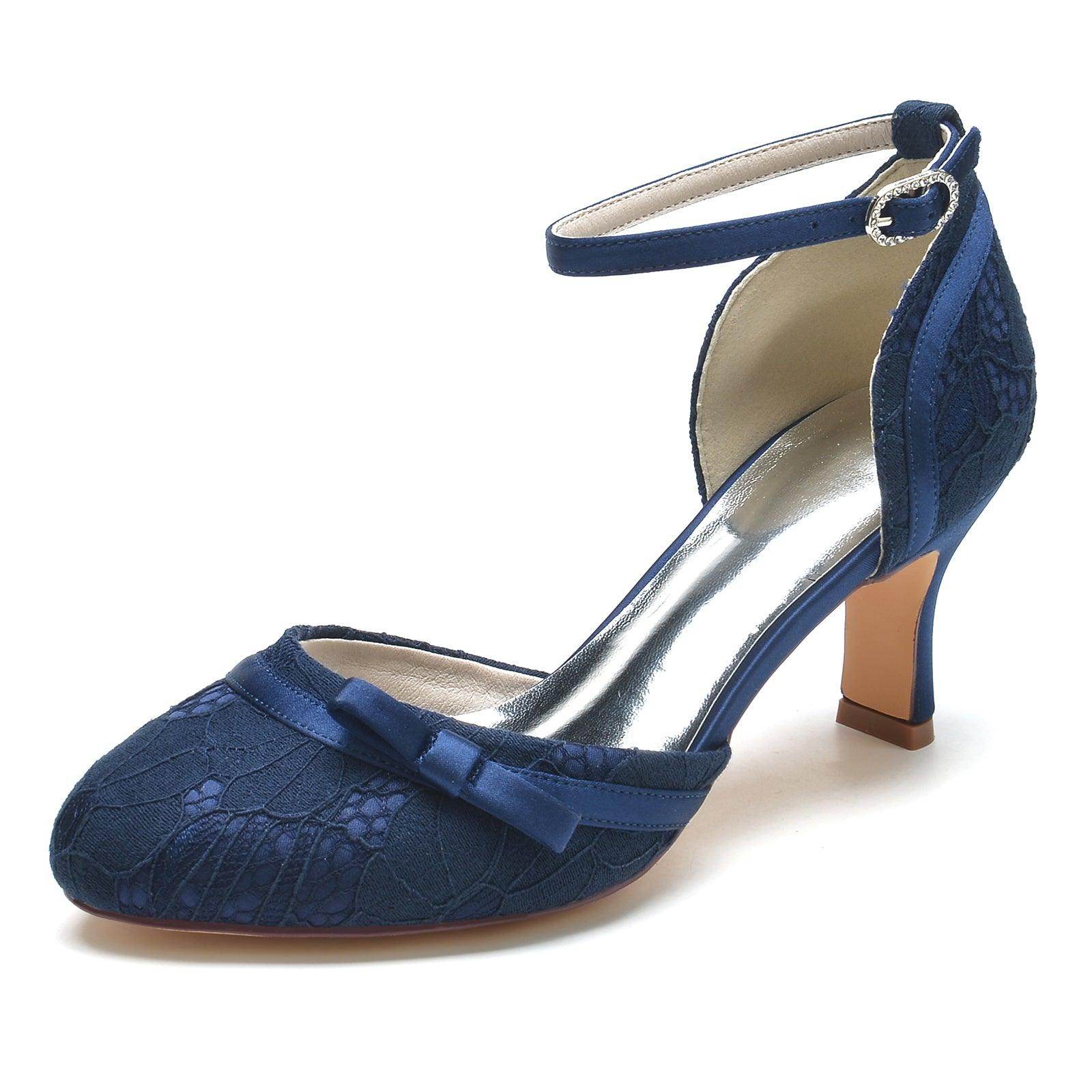 Chunky Heel 6.5cm Silk-Like Lace Shoes CK0372 - COCOMELODY