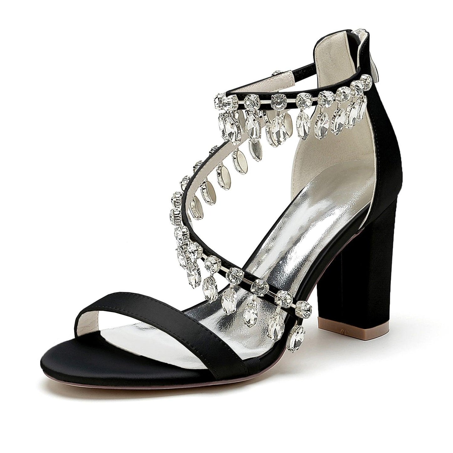 Chunky Heel 8.5cm Silk-Like Shoes CK0381 - COCOMELODY