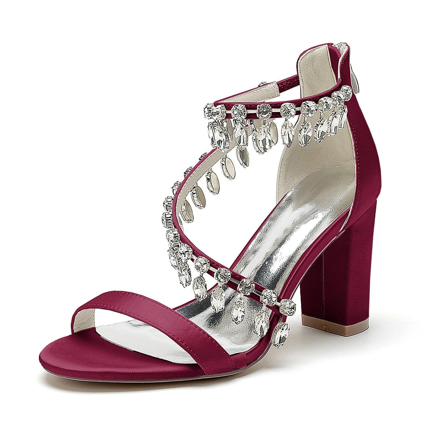 Chunky Heel 8.5cm Silk-Like Shoes CK0381 - COCOMELODY