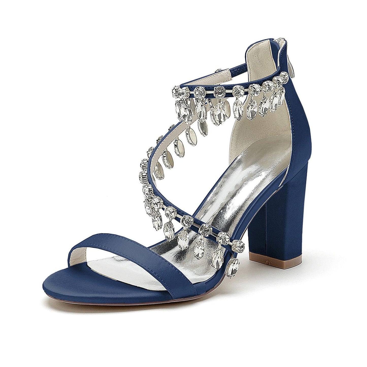 Chunky Heel 8.5cm Silk-Like Shoes CK0381 - COCOMELODY