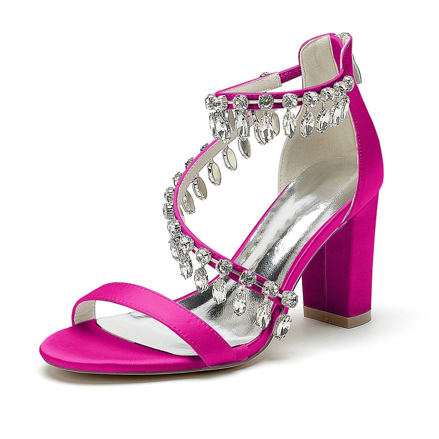 Chunky Heel 8.5cm Silk-Like Shoes CK0381 - COCOMELODY