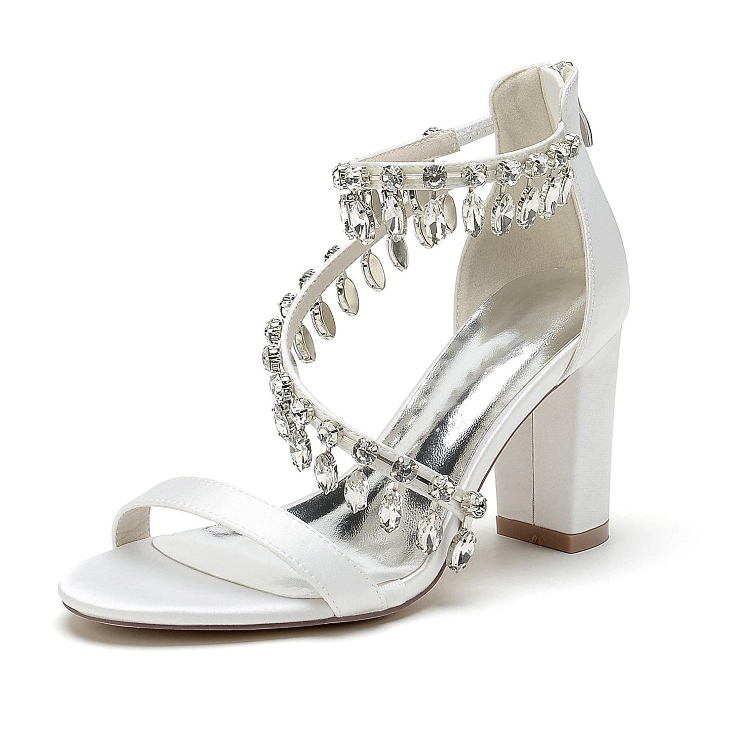 Chunky Heel 8.5cm Silk-Like Shoes CK0381 - COCOMELODY
