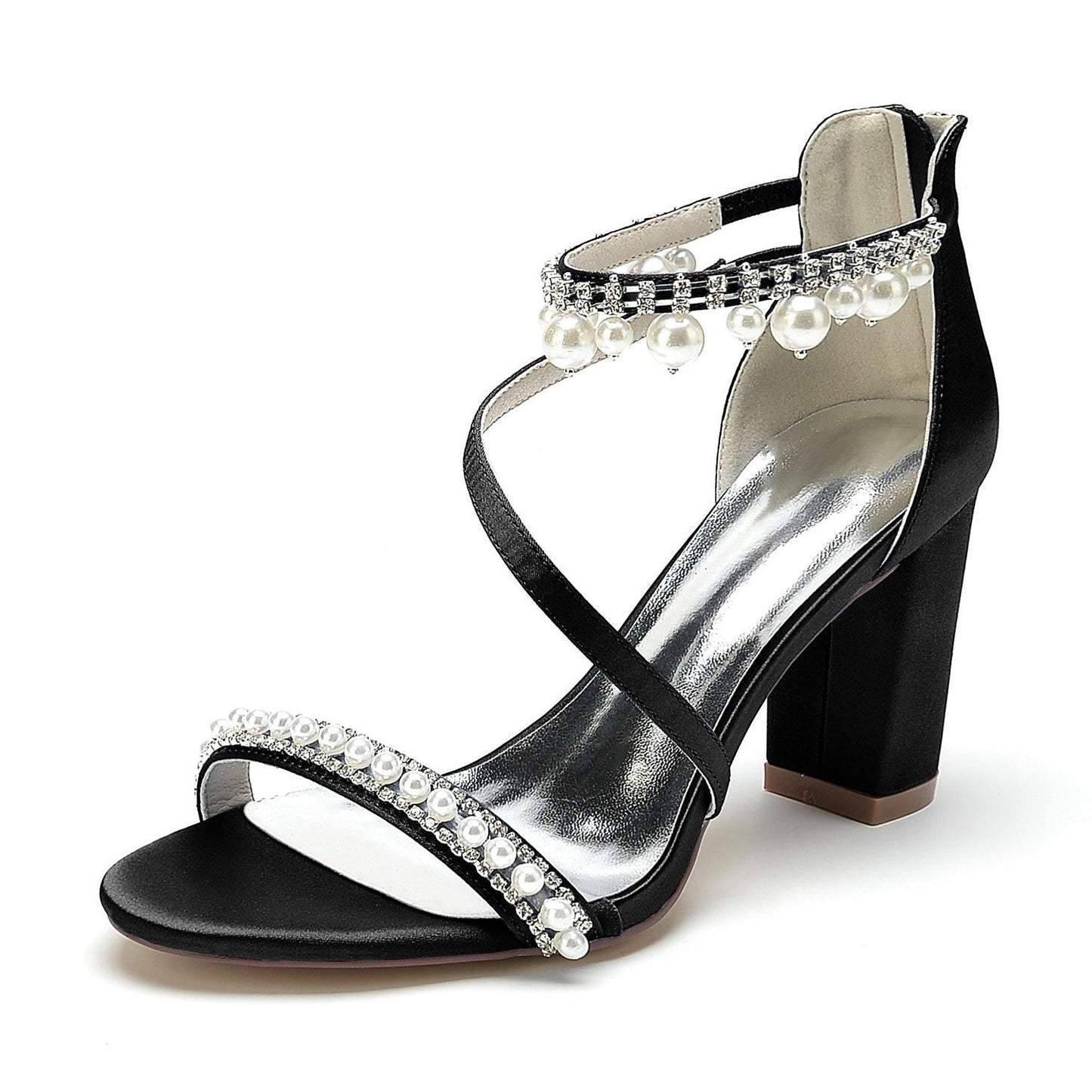 Chunky Heel 8.5cm Silk-Like Shoes CK0384 - COCOMELODY