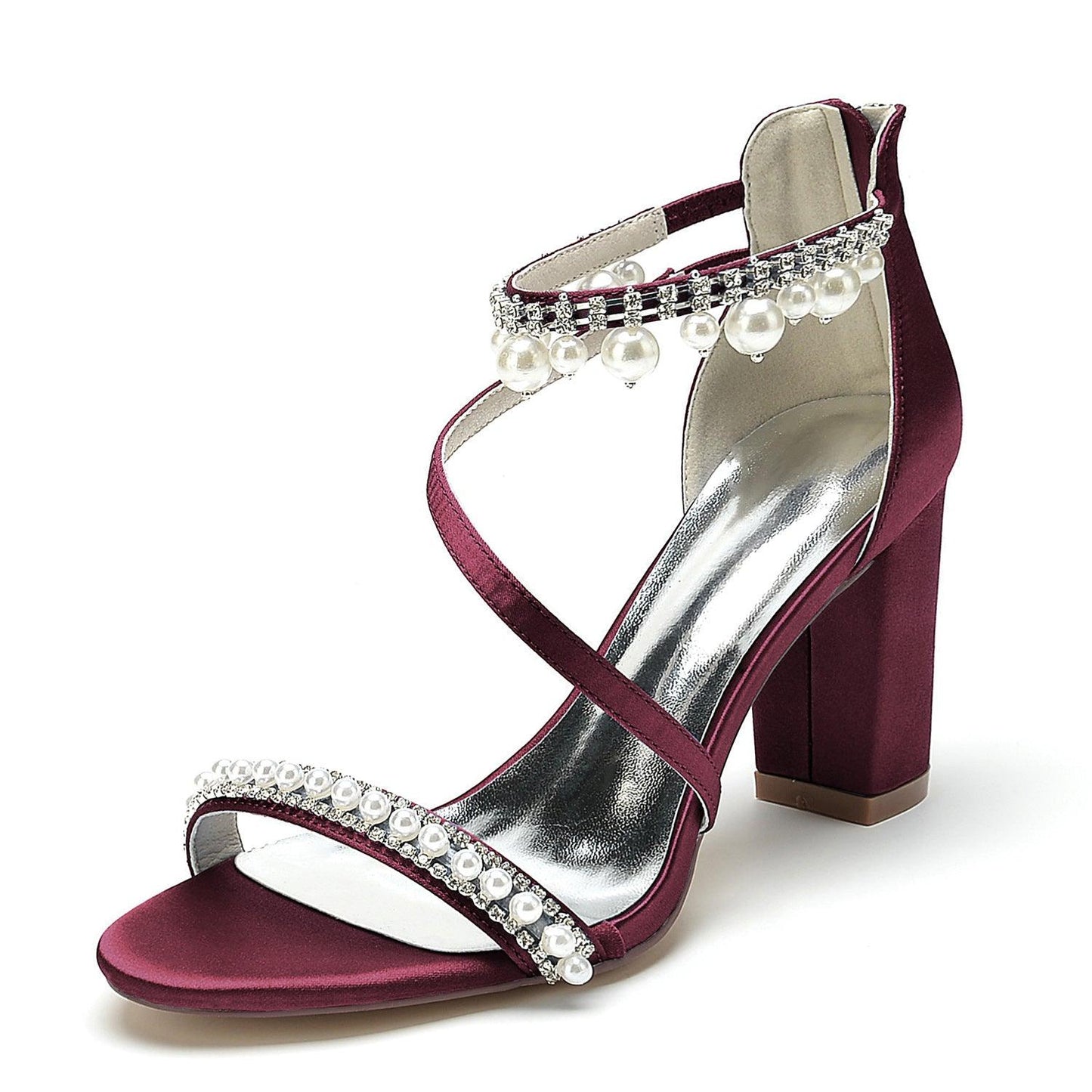 Chunky Heel 8.5cm Silk-Like Shoes CK0384 - COCOMELODY