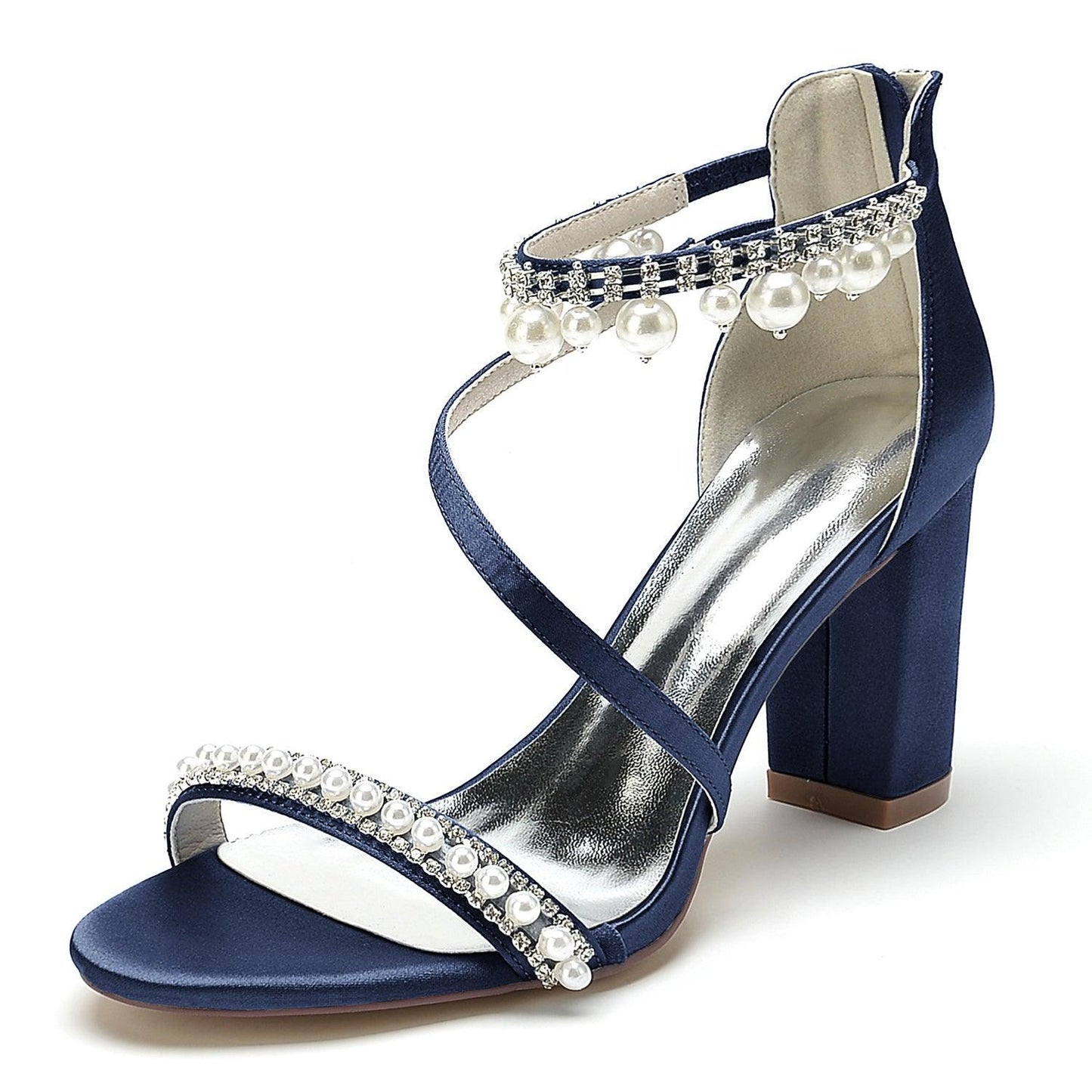 Chunky Heel 8.5cm Silk-Like Shoes CK0384 - COCOMELODY