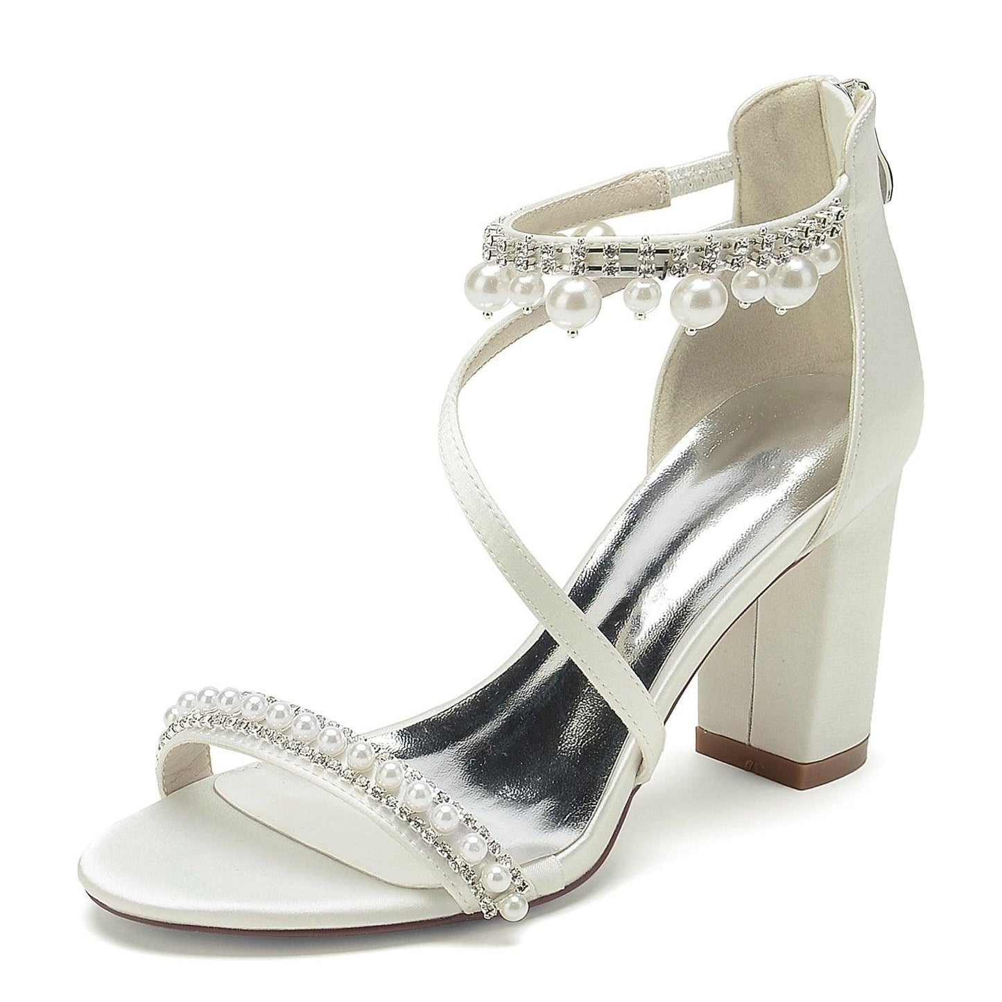 Chunky Heel 8.5cm Silk-Like Shoes CK0384 - COCOMELODY