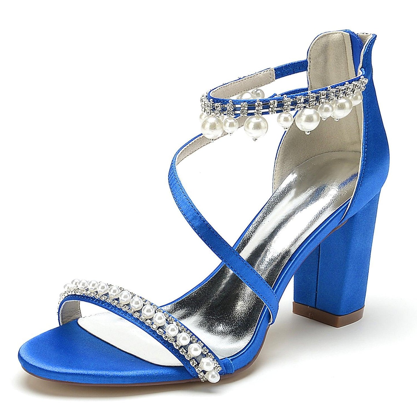 Chunky Heel 8.5cm Silk-Like Shoes CK0384 - COCOMELODY
