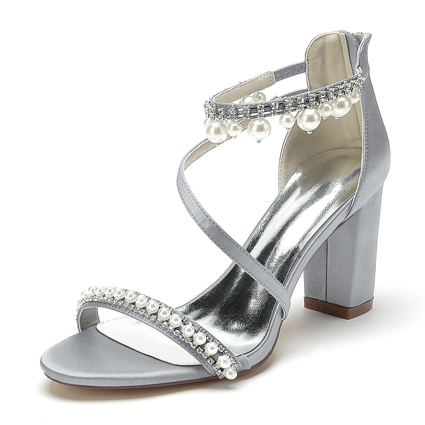 Chunky Heel 8.5cm Silk-Like Shoes CK0384 - COCOMELODY