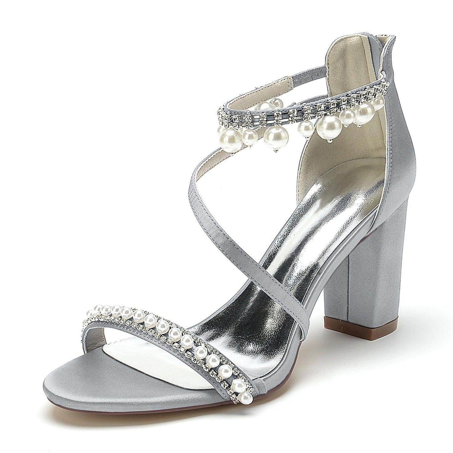 Chunky Heel 8.5cm Silk-Like Shoes CK0384 - COCOMELODY