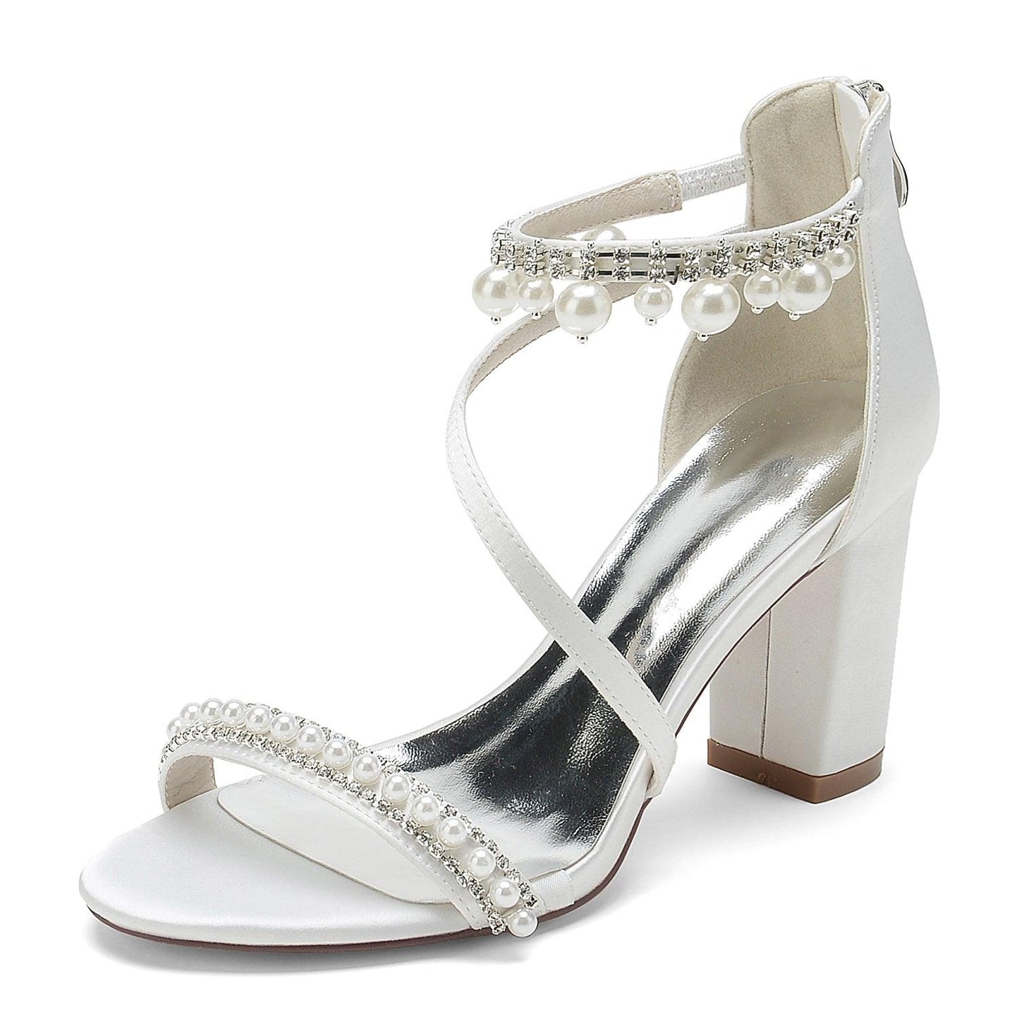 Chunky Heel 8.5cm Silk-Like Shoes CK0384 - COCOMELODY