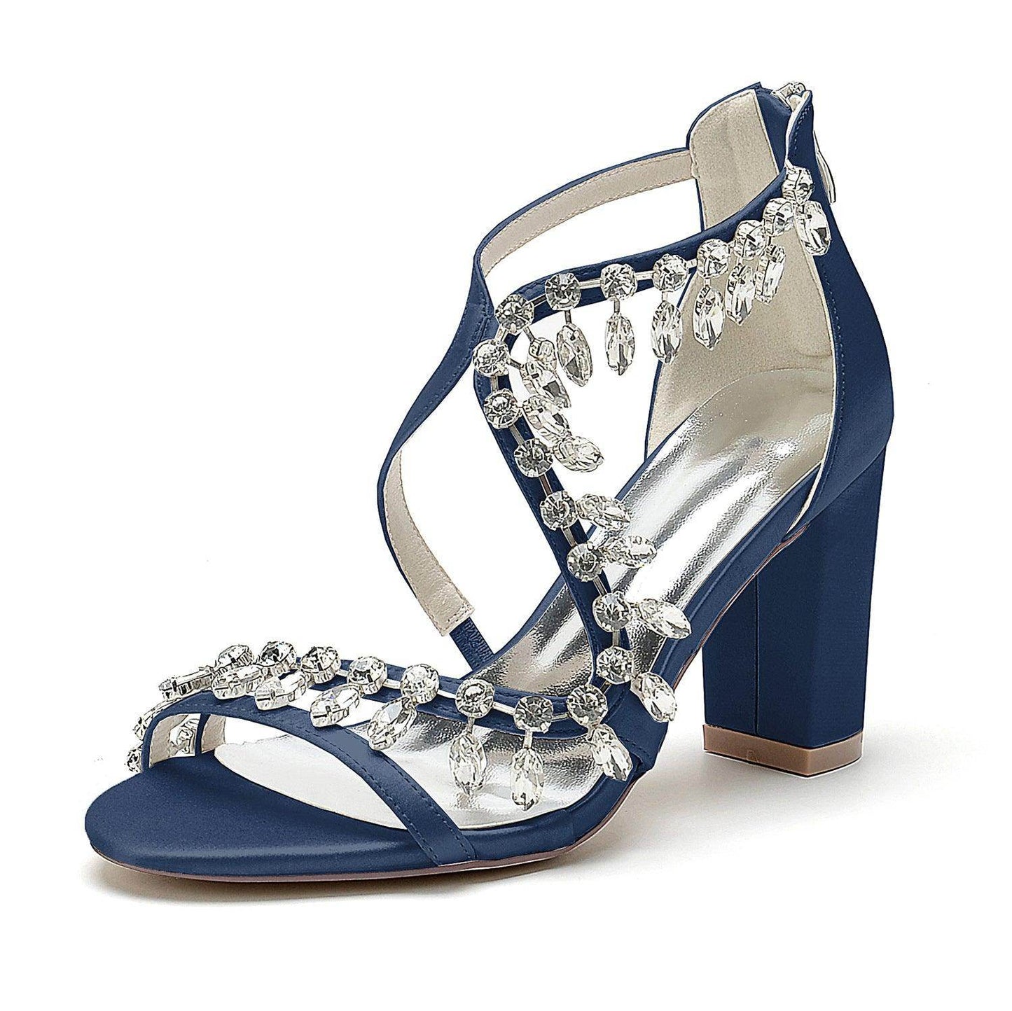 Chunky Heel 8.5cm Silk-Like Shoes CK0385 - COCOMELODY