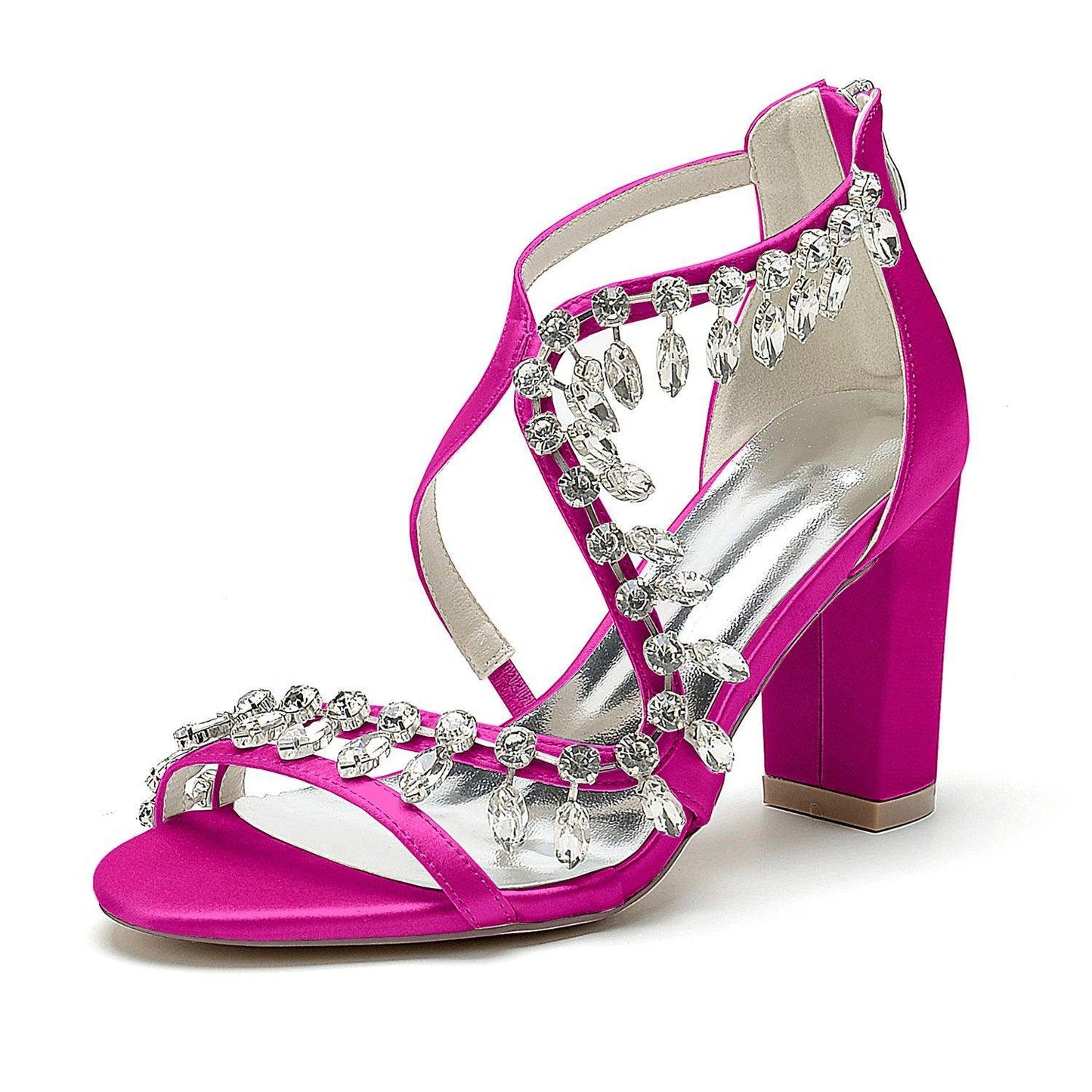 Chunky Heel 8.5cm Silk-Like Shoes CK0385 - COCOMELODY