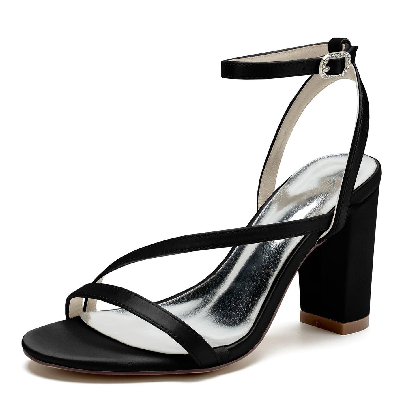 Chunky Heel 8.5cm Silk-Like Shoes CK0387 - COCOMELODY