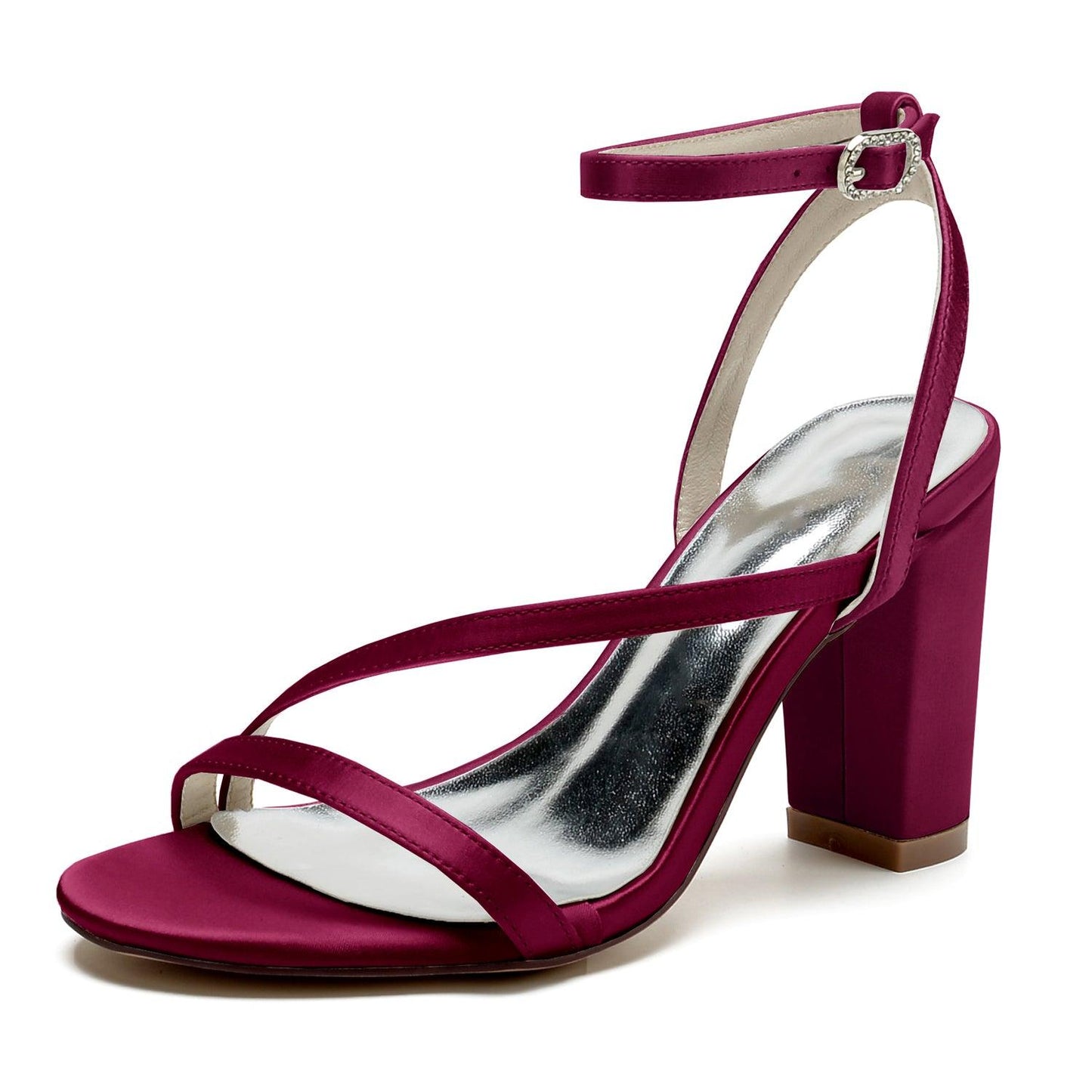 Chunky Heel 8.5cm Silk-Like Shoes CK0387 - COCOMELODY