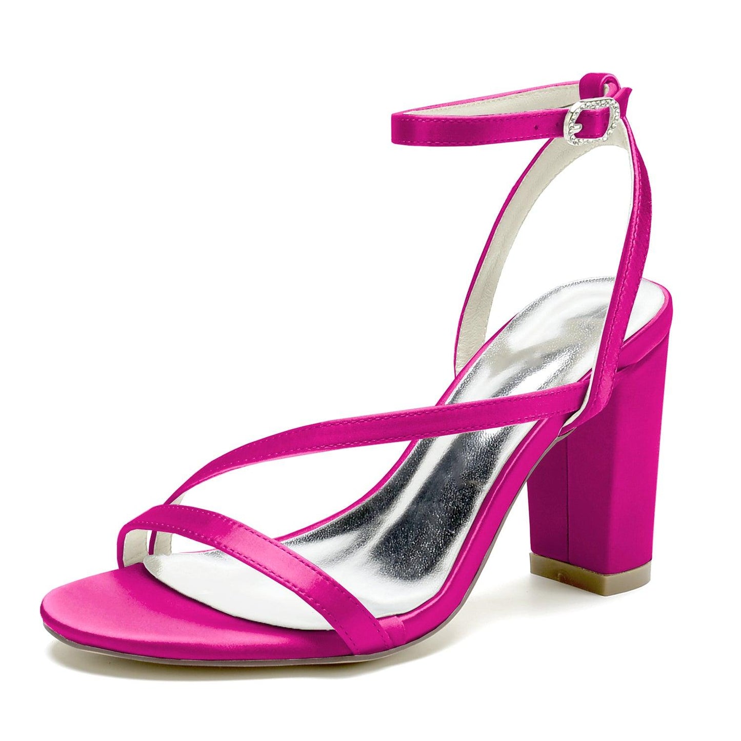Chunky Heel 8.5cm Silk-Like Shoes CK0387 - COCOMELODY