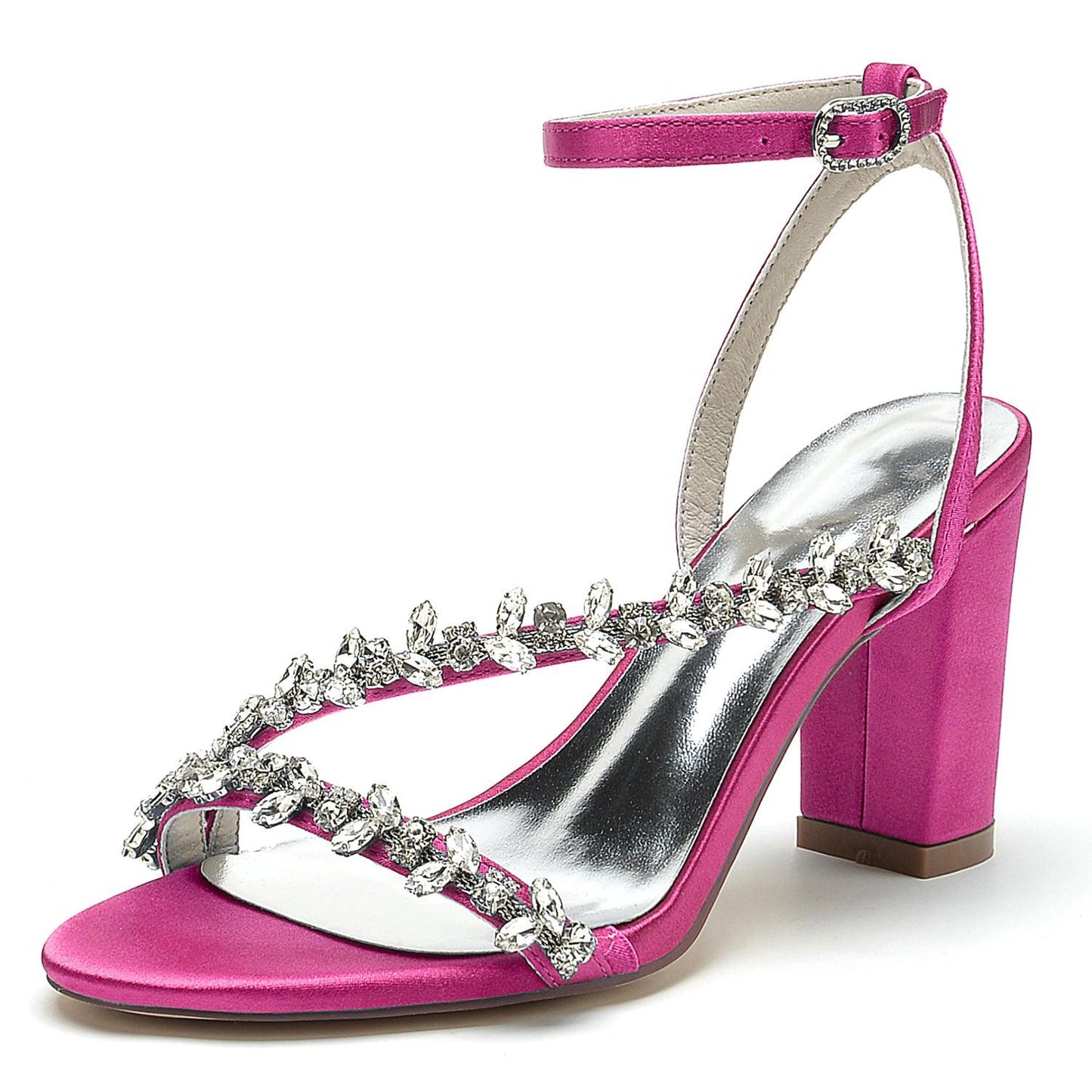 Chunky Heel 8.5cm Silk-Like Shoes CK0388 - COCOMELODY