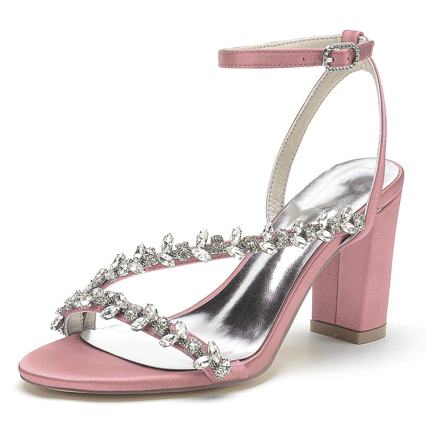 Chunky Heel 8.5cm Silk-Like Shoes CK0388 - COCOMELODY