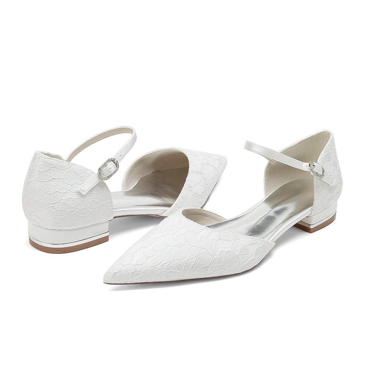 Flat Heel 2.5cm Silk-Like Lace Shoes CK0395 - COCOMELODY