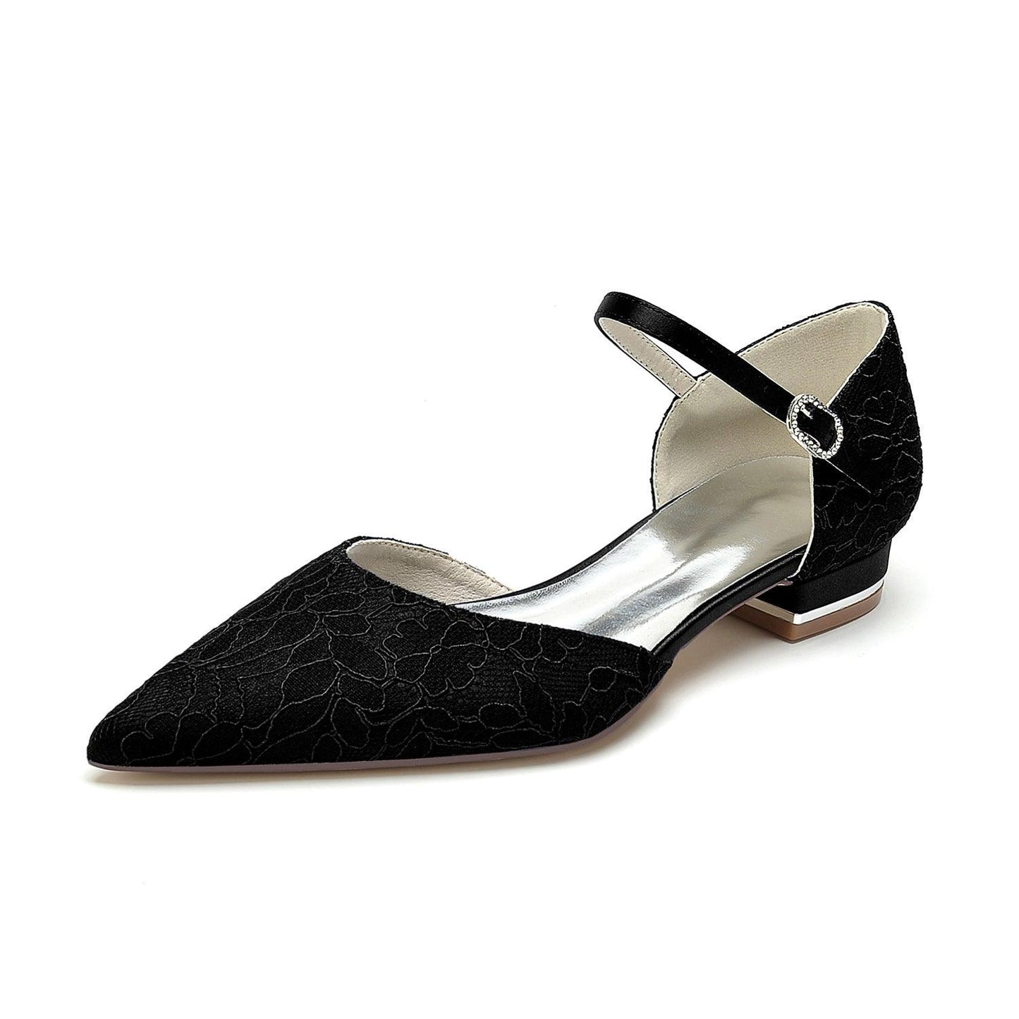 Flat Heel 2.5cm Silk-Like Lace Shoes CK0395 - COCOMELODY