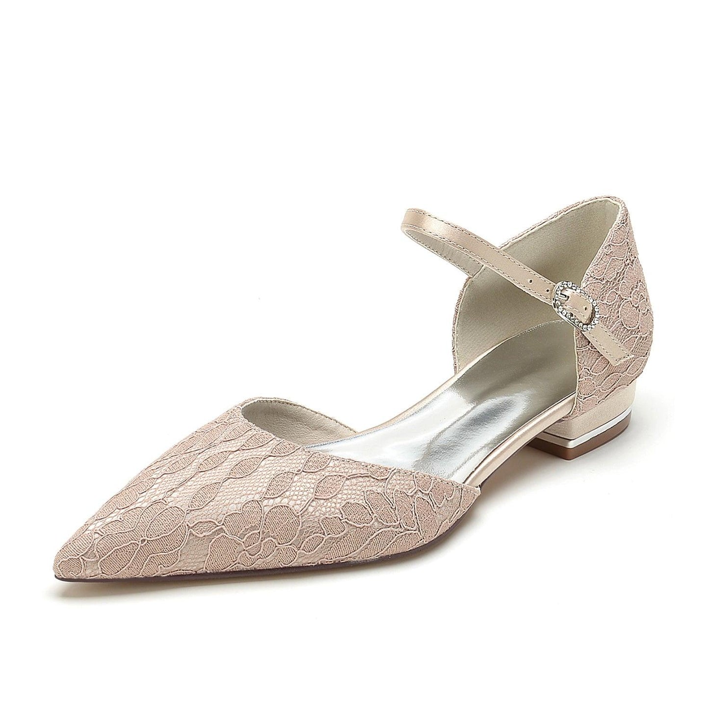 Flat Heel 2.5cm Silk-Like Lace Shoes CK0395 - COCOMELODY