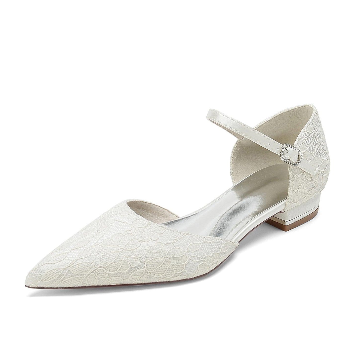 Flat Heel 2.5cm Silk-Like Lace Shoes CK0395 - COCOMELODY