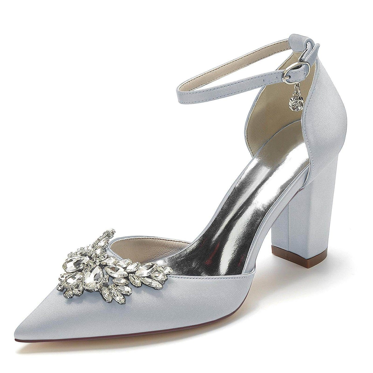 Chunky Heel 8.5cm Silk-Like Shoes CK0398 - COCOMELODY