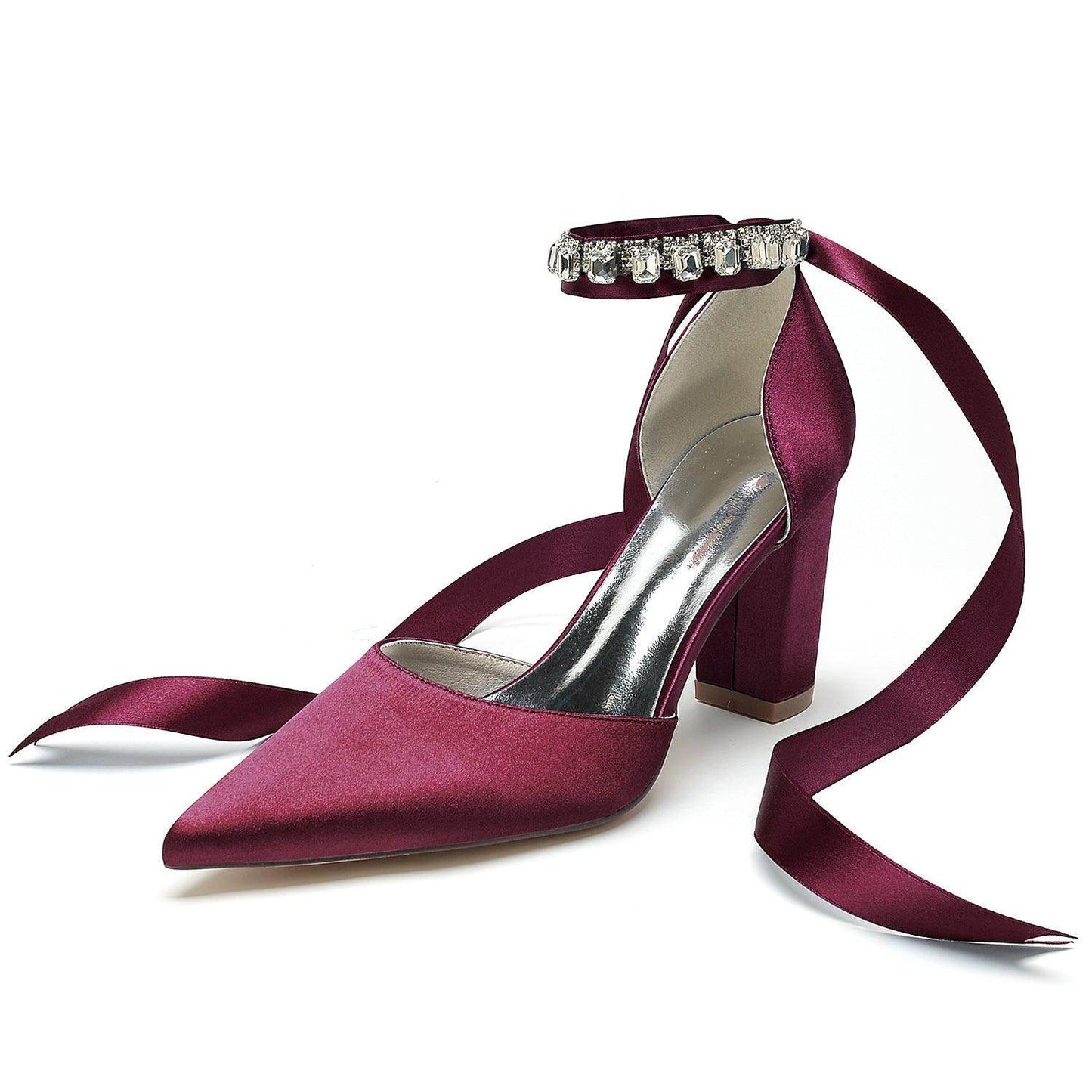 Chunky Heel 8.5cm Silk-Like Shoes CK0399 - COCOMELODY