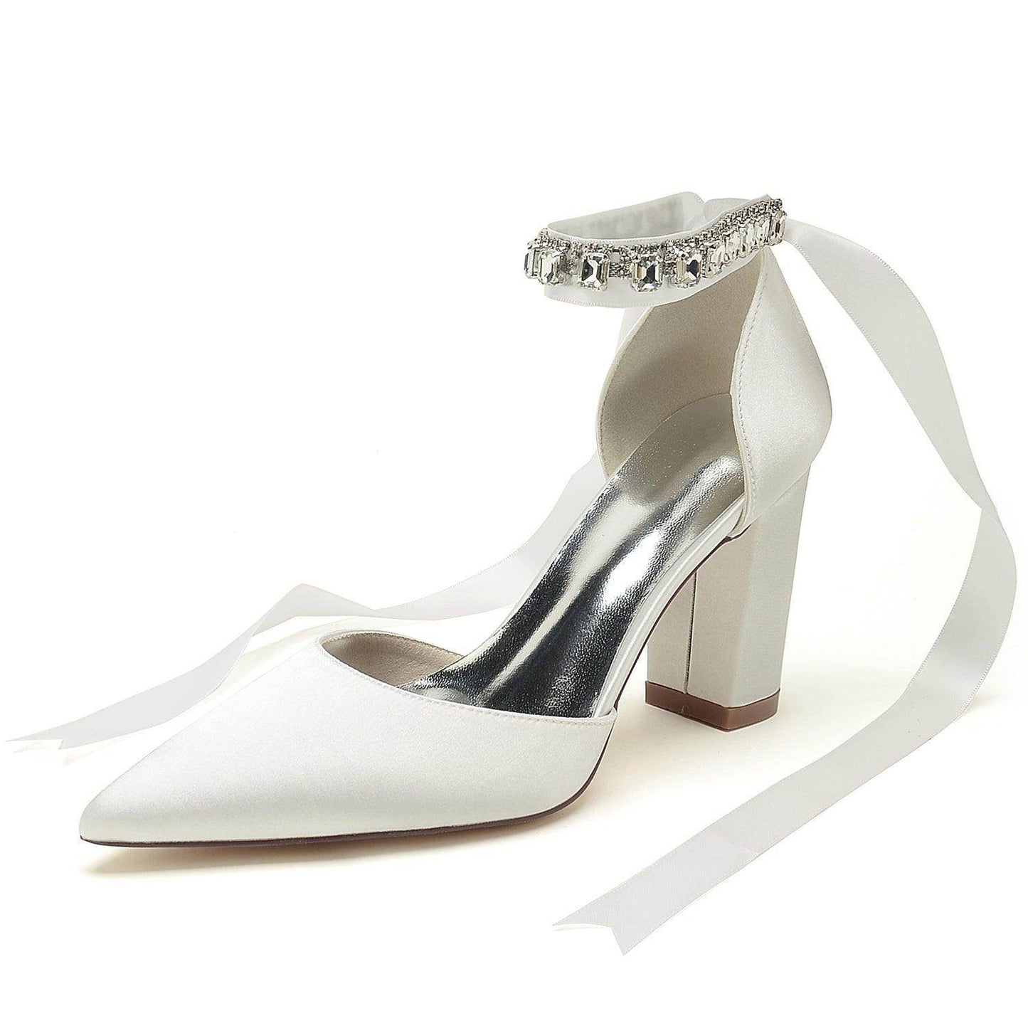 Chunky Heel 8.5cm Silk-Like Shoes CK0399 - COCOMELODY