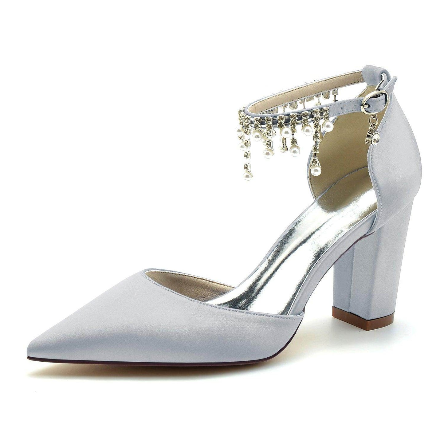 Chunky Heel 8.5cm Silk-Like Shoes CK0403 - COCOMELODY