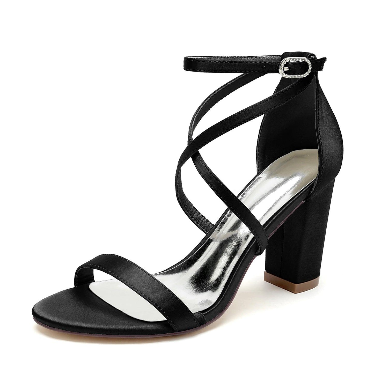 Chunky Heel 8.5cm Silk-Like Shoes CK0427 - COCOMELODY