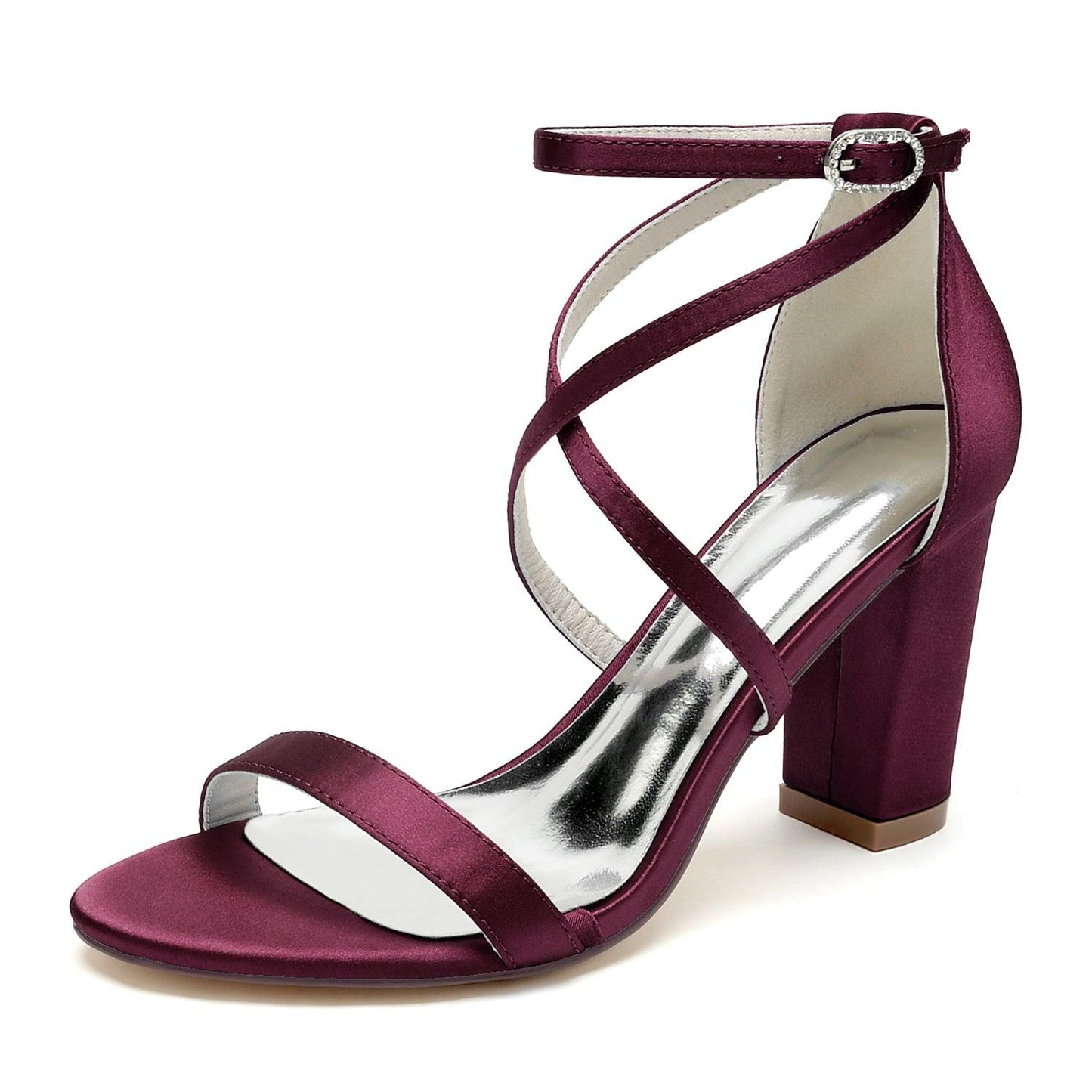 Chunky Heel 8.5cm Silk-Like Shoes CK0427 - COCOMELODY