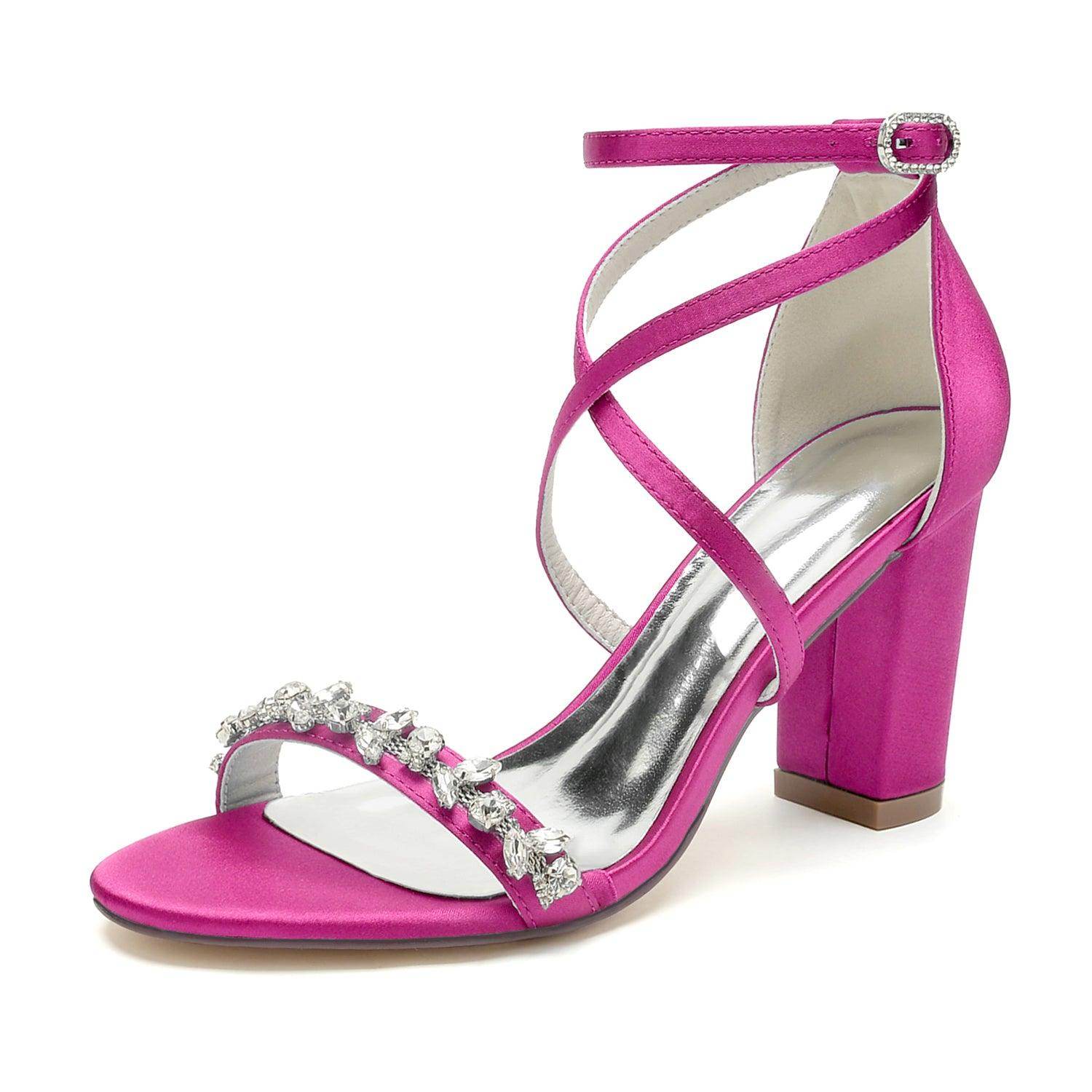 Chunky Heel 8.5cm Silk-Like Shoes CK0428 - COCOMELODY