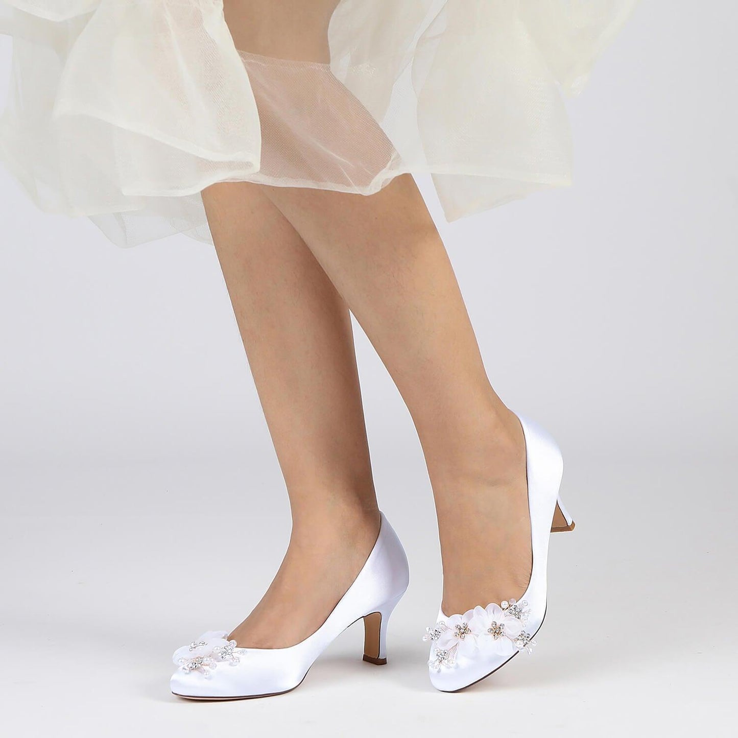 Chunky Heel 6.5cm Silk-Like Shoes CK0438 - COCOMELODY