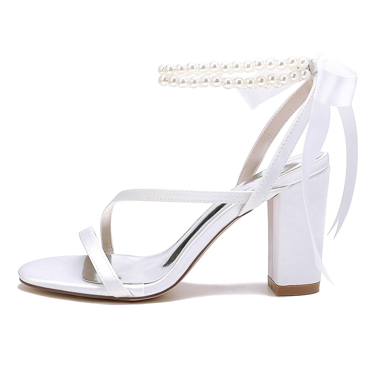 Chunky Heel 8.5cm Silk-Like Shoes CK0439 - COCOMELODY