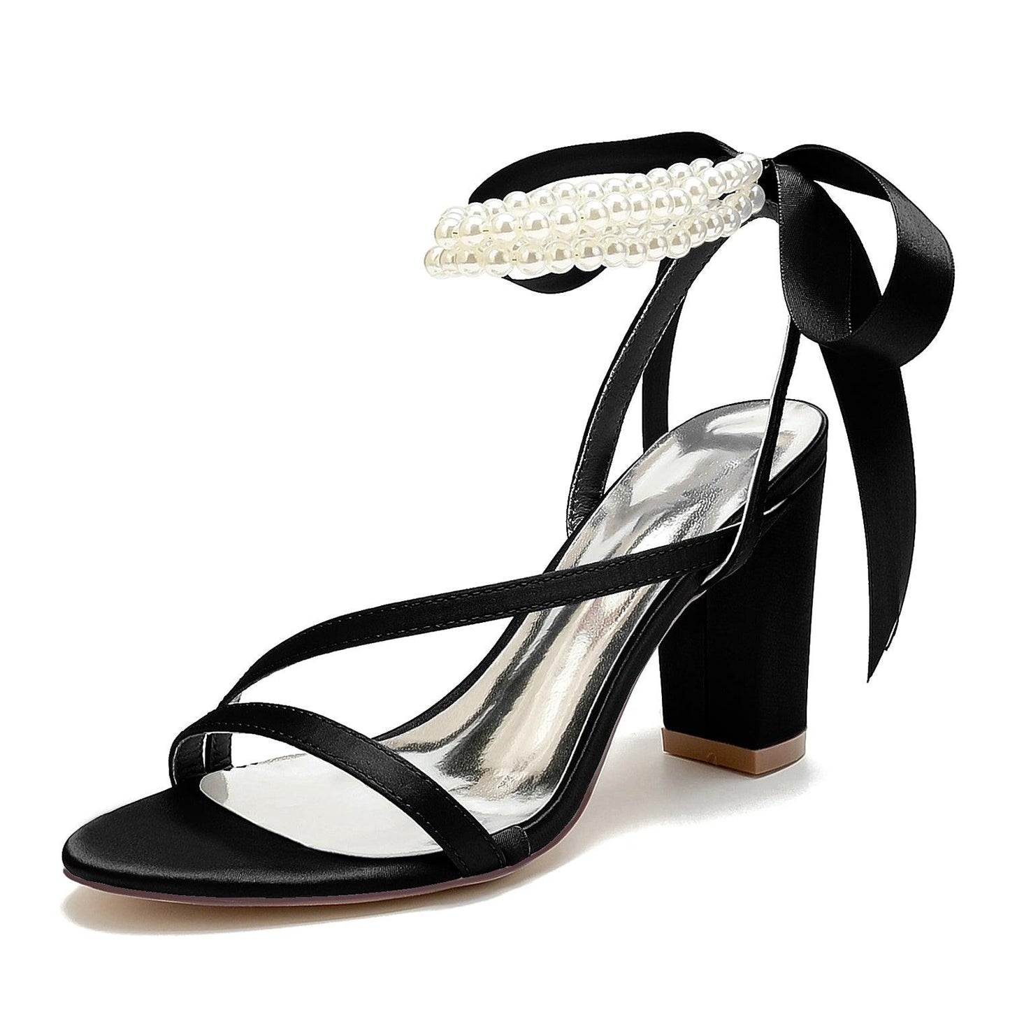 Chunky Heel 8.5cm Silk-Like Shoes CK0439 - COCOMELODY