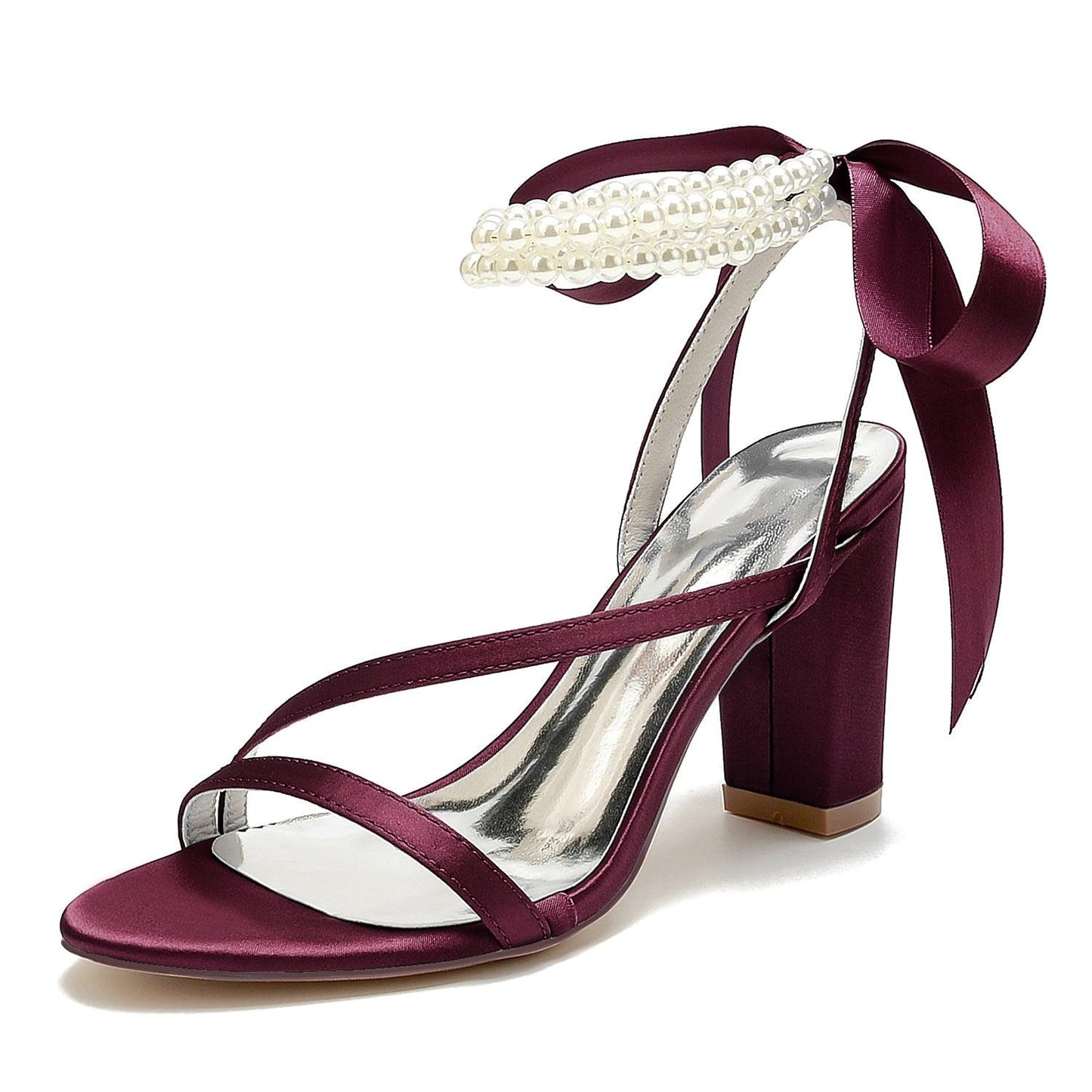Chunky Heel 8.5cm Silk-Like Shoes CK0439 - COCOMELODY