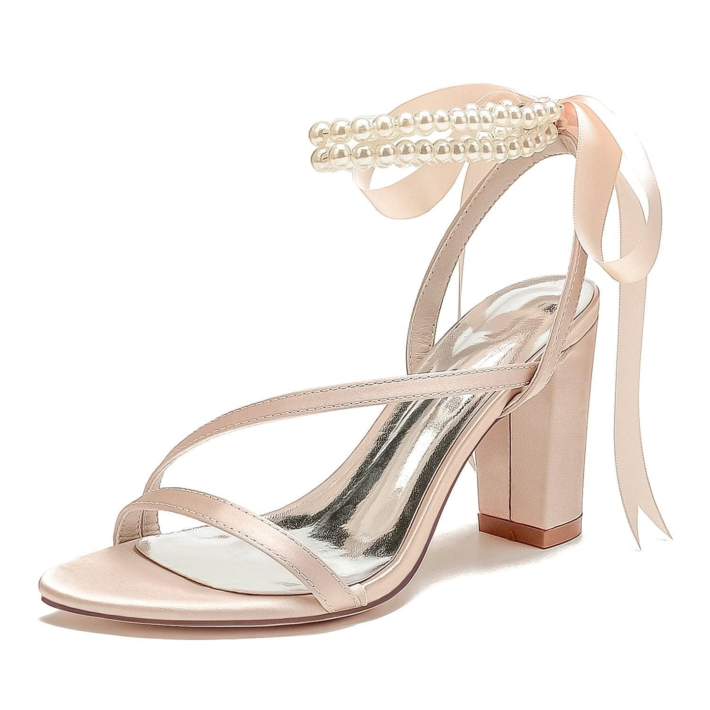Chunky Heel 8.5cm Silk-Like Shoes CK0439 - COCOMELODY