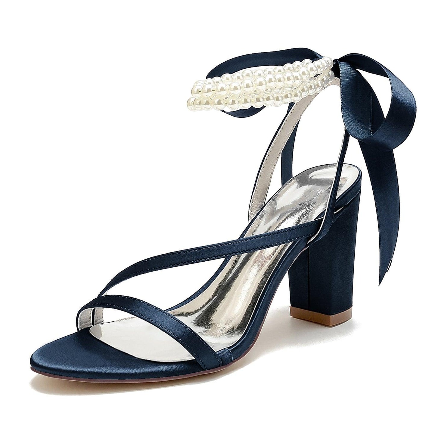 Chunky Heel 8.5cm Silk-Like Shoes CK0439 - COCOMELODY