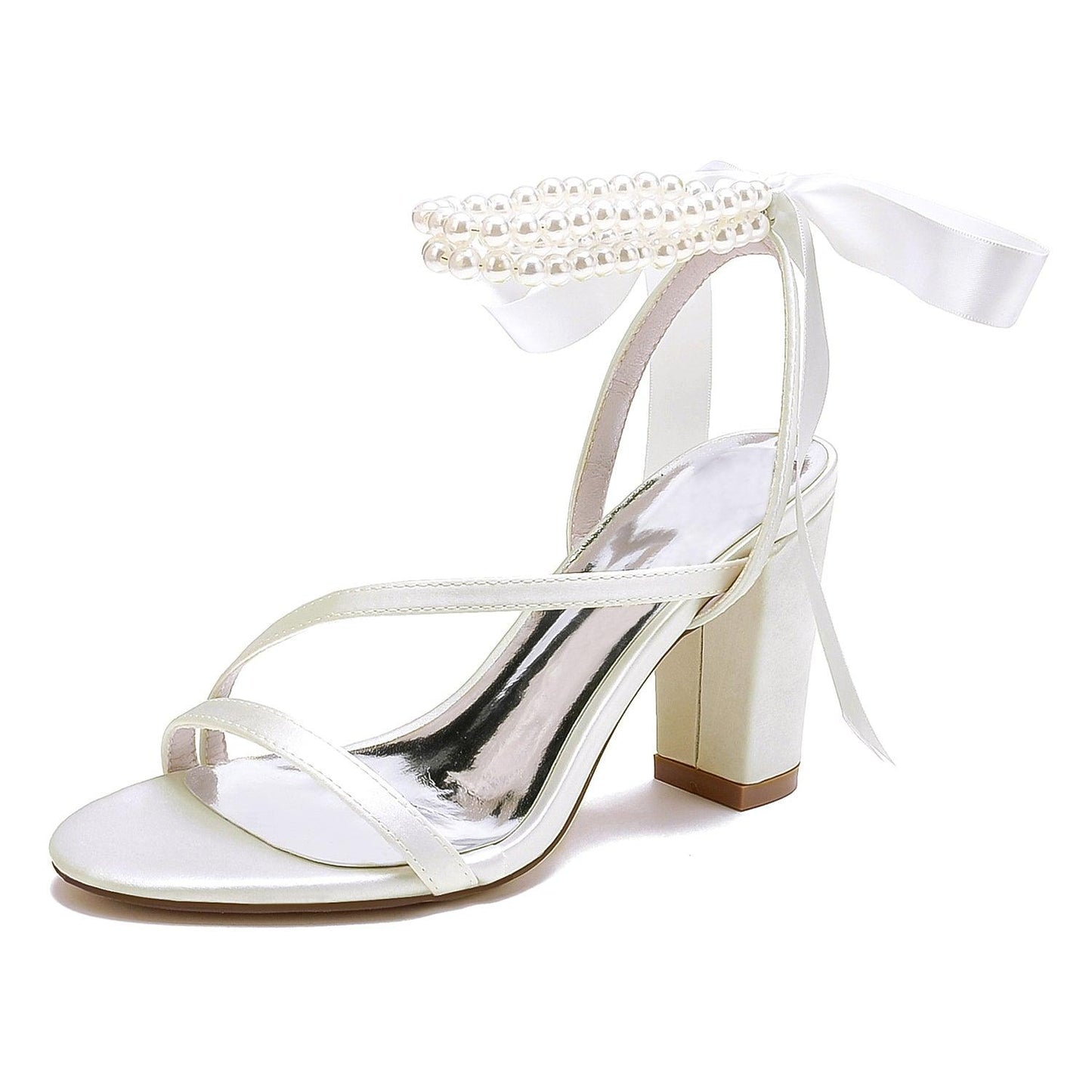 Chunky Heel 8.5cm Silk-Like Shoes CK0439 - COCOMELODY