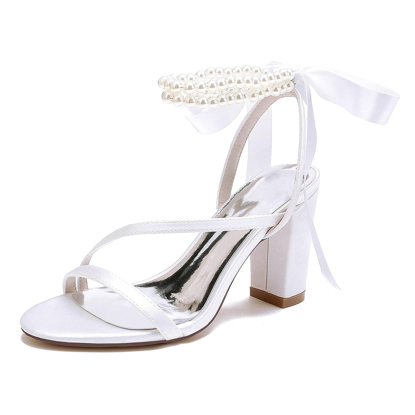 Chunky Heel 8.5cm Silk-Like Shoes CK0439 - COCOMELODY