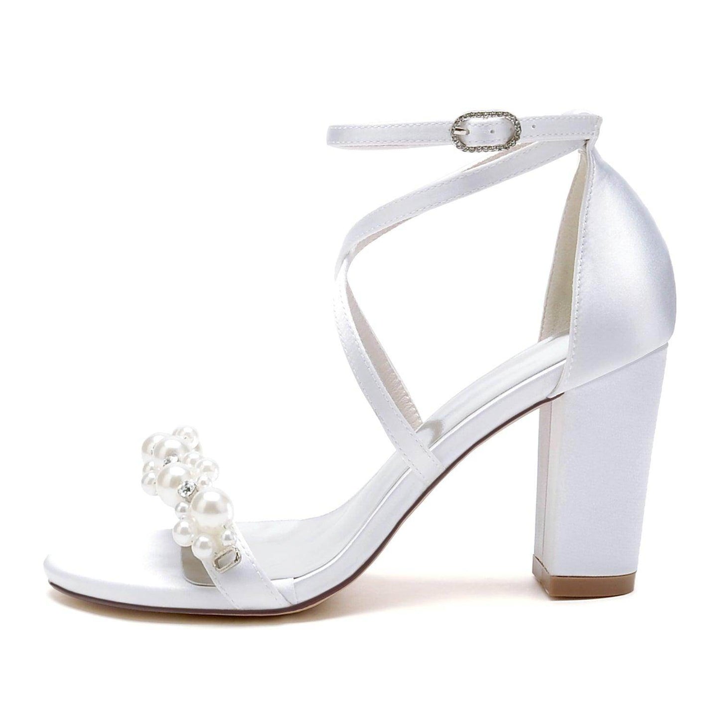 Chunky Heel 8.5cm Silk-Like Shoes CK0447 - COCOMELODY