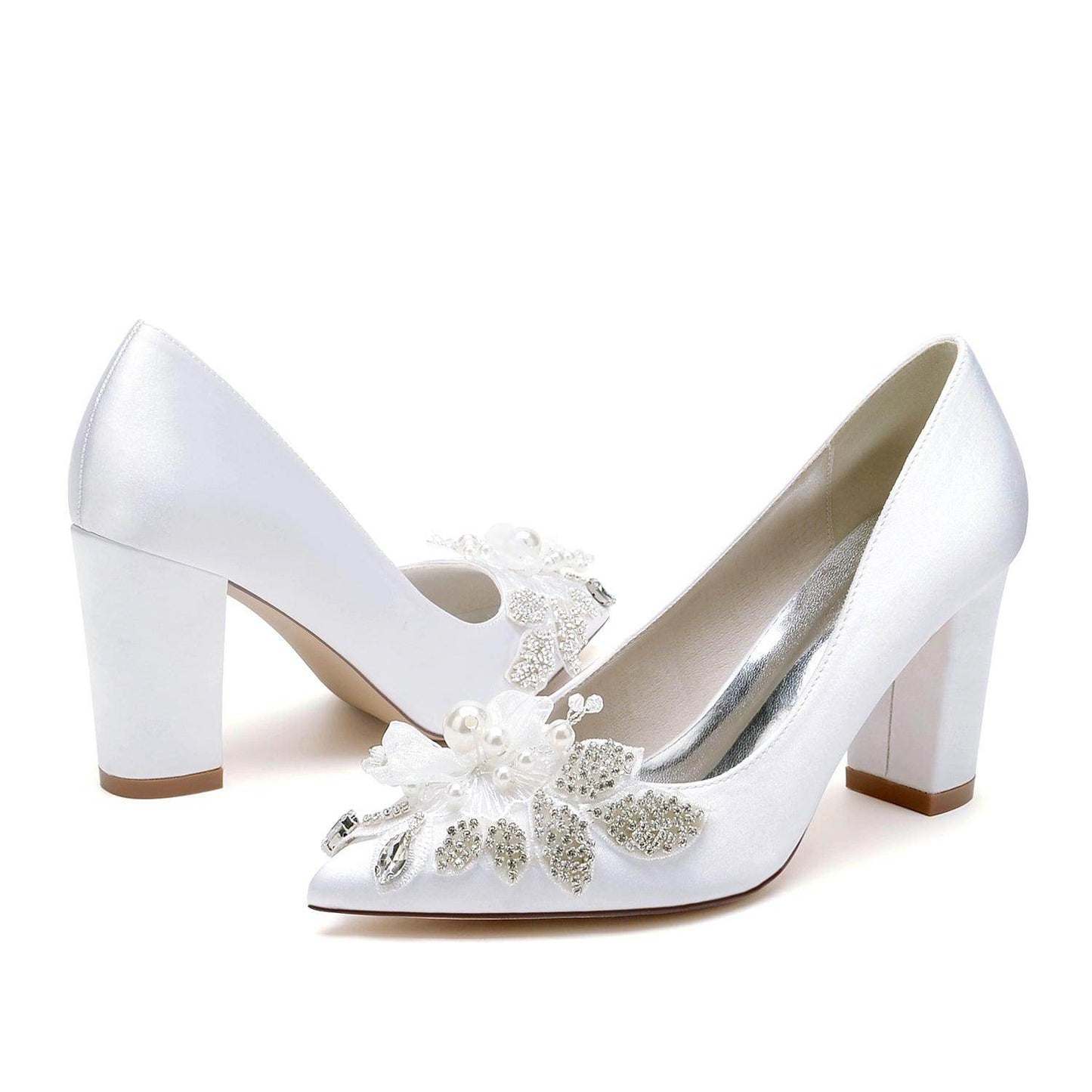 Chunky Heel 8.5cm Silk-Like Shoes CK0460 - COCOMELODY