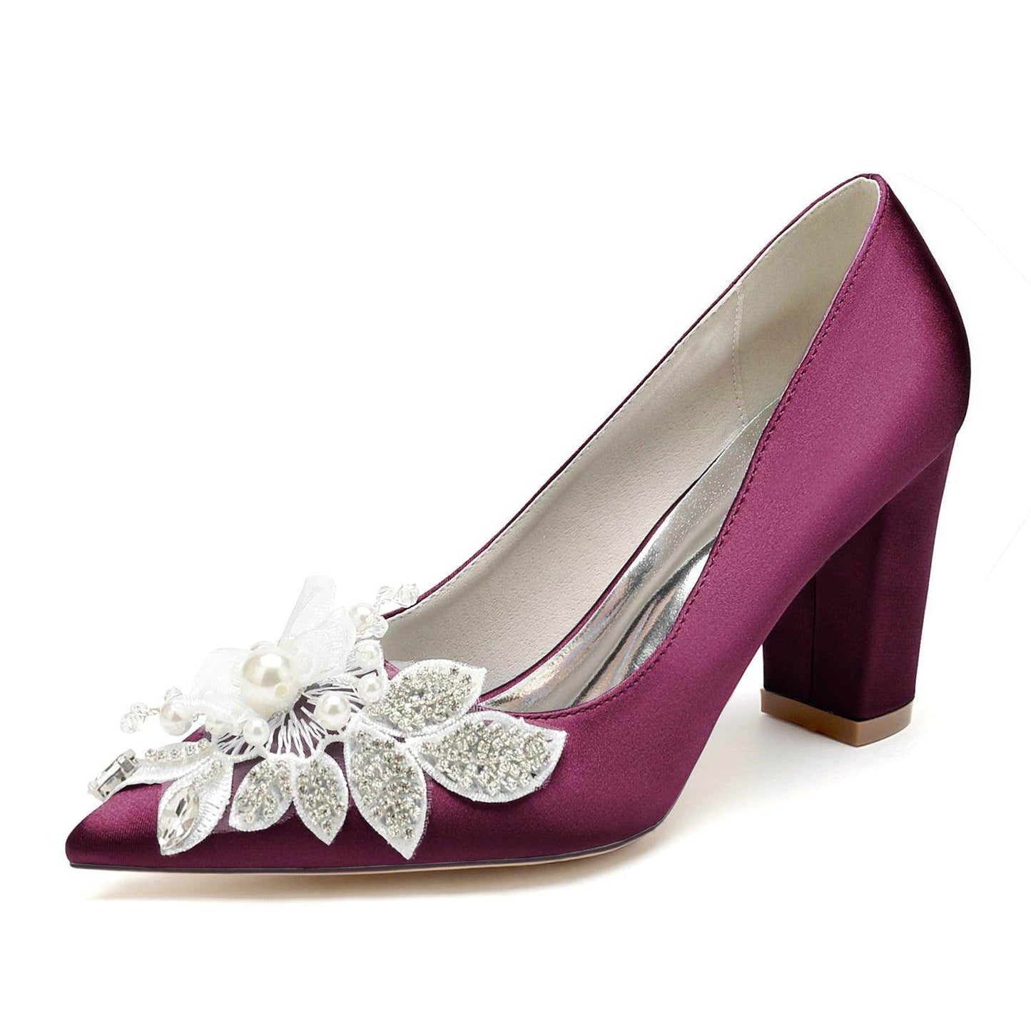 Chunky Heel 8.5cm Silk-Like Shoes CK0460 - COCOMELODY