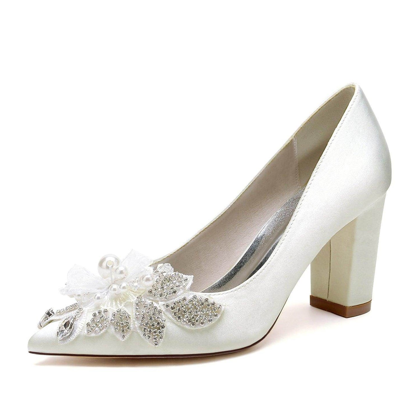 Chunky Heel 8.5cm Silk-Like Shoes CK0460 - COCOMELODY