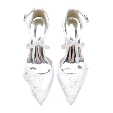 Chunky Heel 8.5cm Silk-Like Shoes CK0463 - COCOMELODY