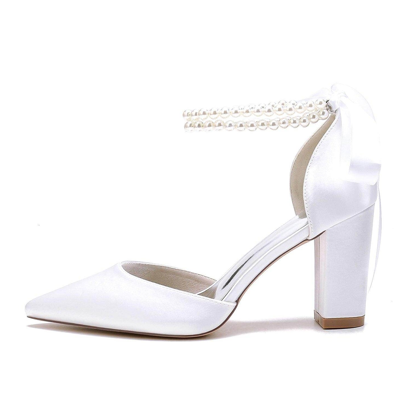 Chunky Heel 8.5cm Silk-Like Shoes CK0487 - COCOMELODY
