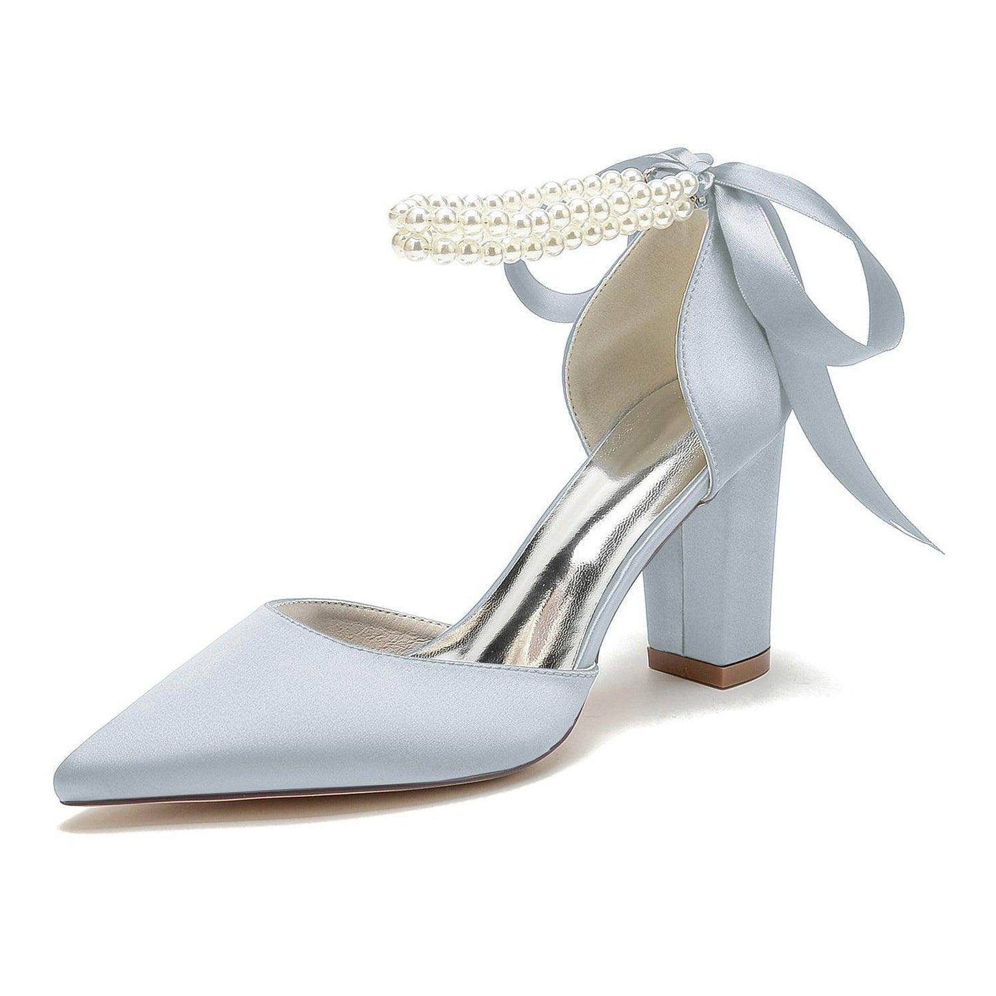 Chunky Heel 8.5cm Silk-Like Shoes CK0487 - COCOMELODY