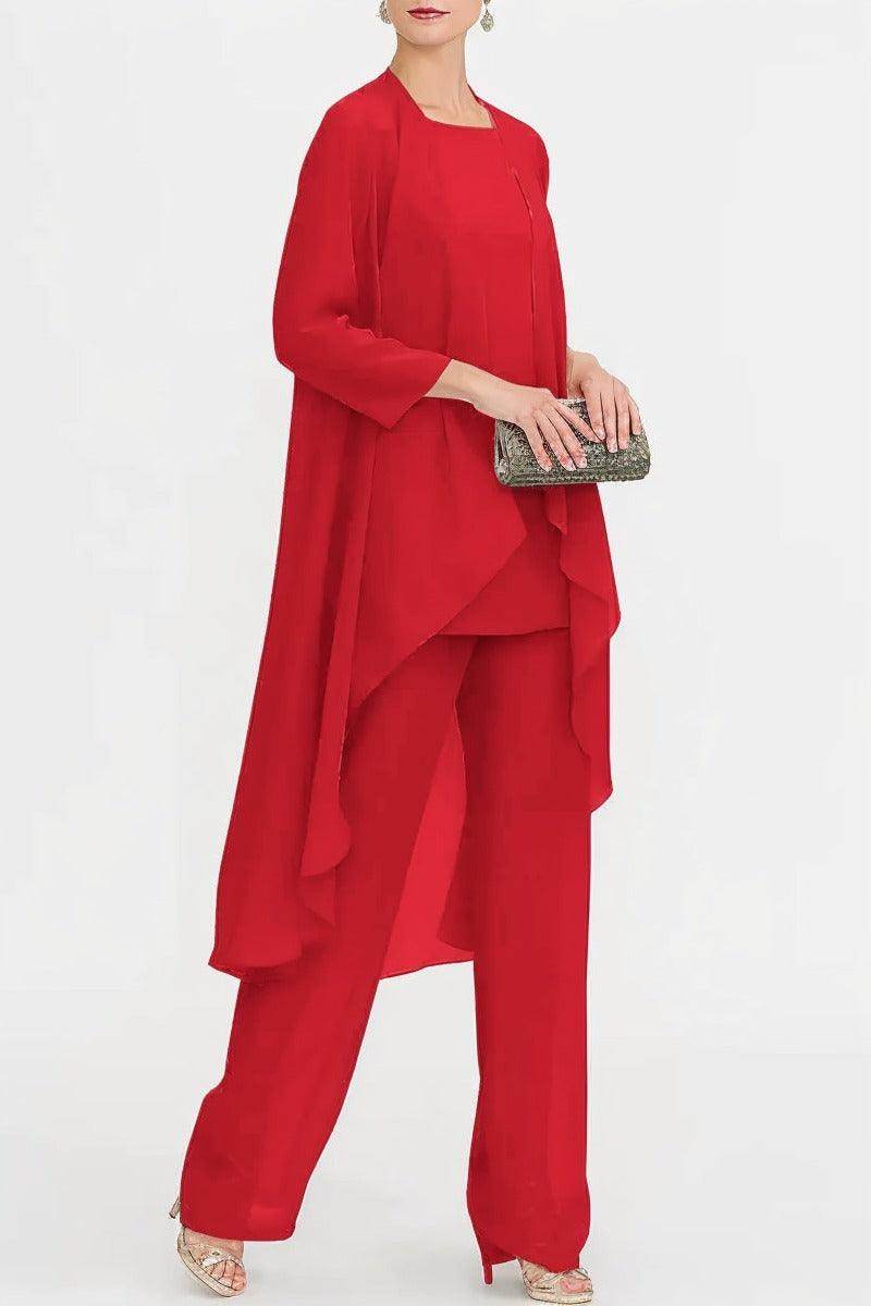 Three-Piece Floor Length Chiffon Mother Dress CM0074 - COCOMELODY